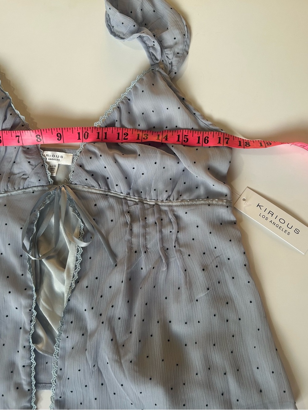 NEW Kirious Los Angeles Light Blue Tie-Front Polka Dot Tank Top - Picture 12 of 14